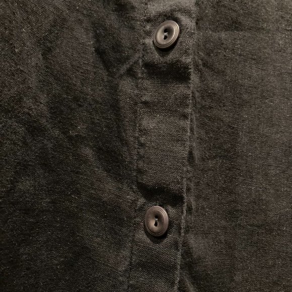 FLAX 100% Linen Black Button Down Large - Picture 4 of 6